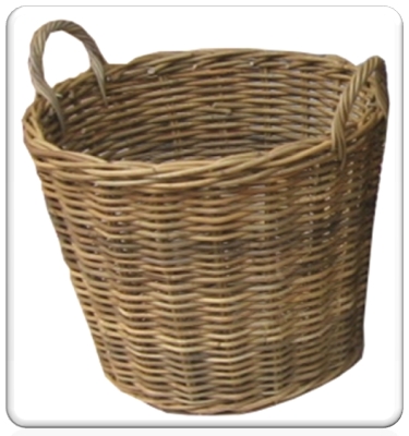 Grey oval log basket